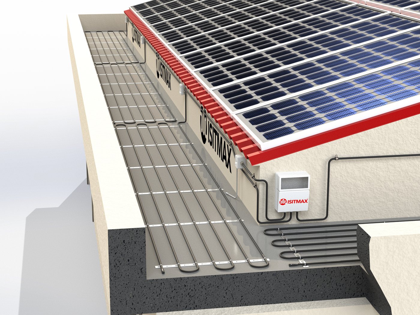 Çatı yüzeyinde RoofMat ısıtma şiltesi ile kar eritme